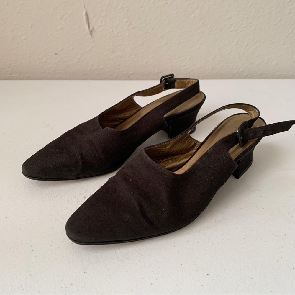YSL Vintage Black Slingback Heel Pumps